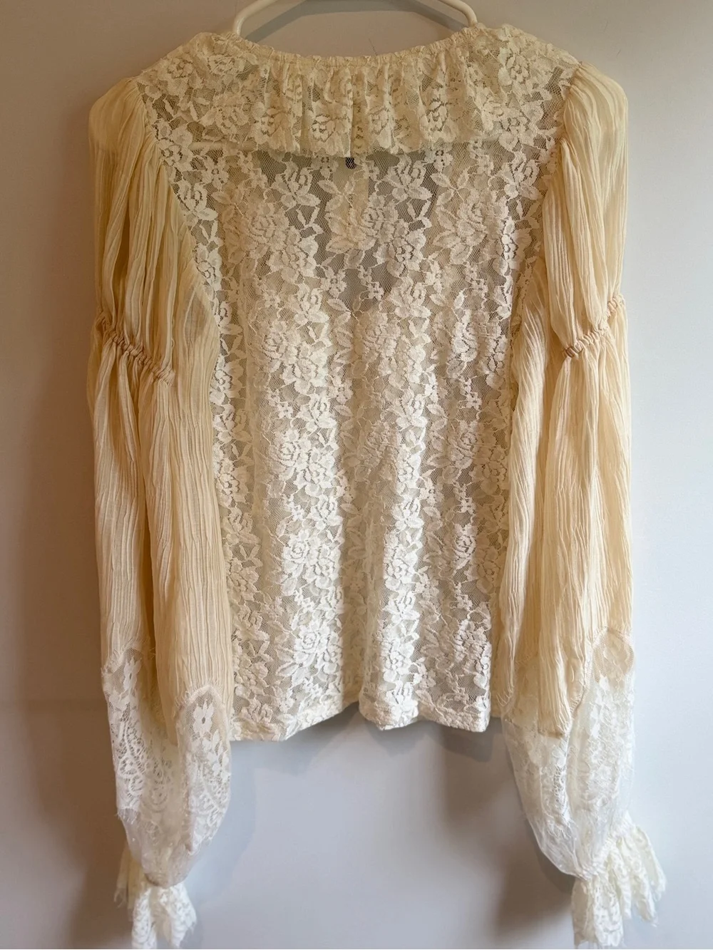 Anthropologie Wide-Sleeve Sheer Lace Top